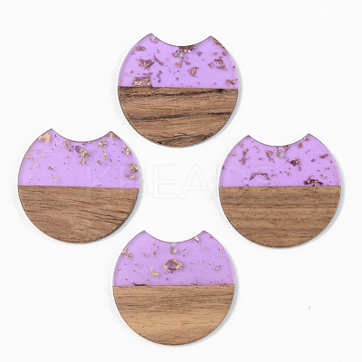 Transparent Resin & Walnut Wood Pendants X-RESI-S389-001A-B-1