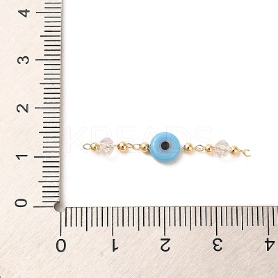 Handmade Evil Eye Lampwork with Glass Handmade Beaded Links Connectors KK-M266-09G-05-1