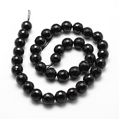 Natural Dyed & Heated Black Onyx Beads Strands X-G-D840-22-8mm-1