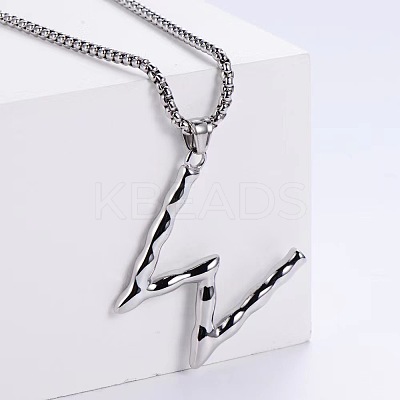 3Pcs 304 Stainless Steel Textured Letter Pendant Box Chain Necklaces LW4134-49-1