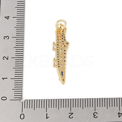 Brass Micro Pave Cubic Zirconia Pendants KK-E111-39G-02-1