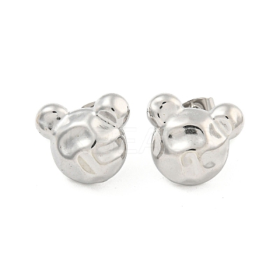 Non-Tarnish Bear 304 Stainless Steel Ear Studs EJEW-L290-018P-1