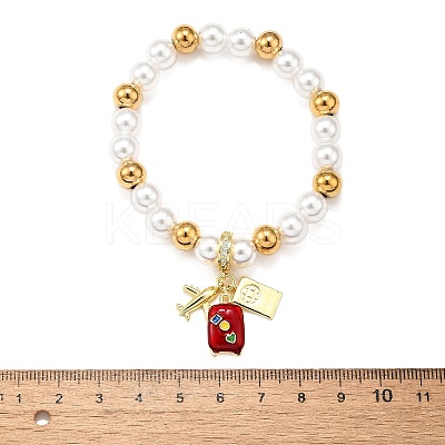 Travel Theme Brass Stretch Bracelets BJEW-C098-05-1
