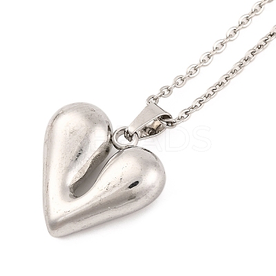 Non-Tarnish 304 Stainless Steel Heart Pendant Necklaces for Women EJEW-Z044-01P-1