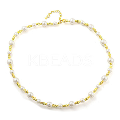 Brass Beaded Necklaces NJEW-P307-01G-1