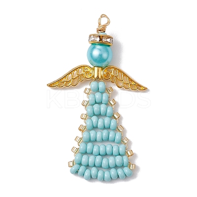 Angel Glass Seed Beads Pendants Decrotions HJEW-MZ00113-05-1