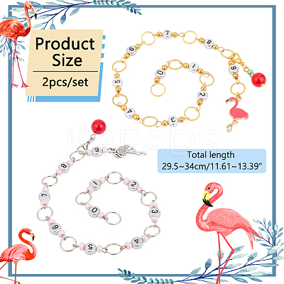 Glass & Acrylic Beaded Knitting Row Counter Chains HJEW-AB00549-1