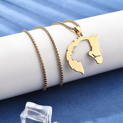 201 Stainless Steel Pendant Necklaces for Women NJEW-U021-07G-1