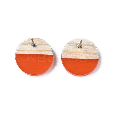 Transparent Resin & Wood Stud Earrings EJEW-N017-003A-D07-1
