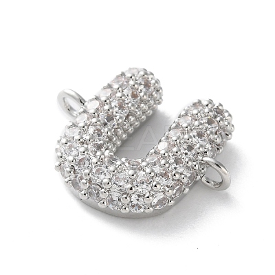 Brass Micro Pave Cubic Zirconia Letter Links KK-I717-04U-P-1