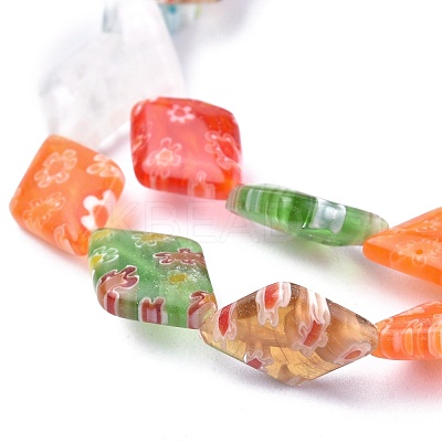 Rhombus Handmade Millefiori Glass Beads LK-R004-48-1