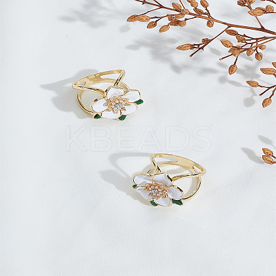 Gardenia Enamel Pins AJEW-WH0604-119-1