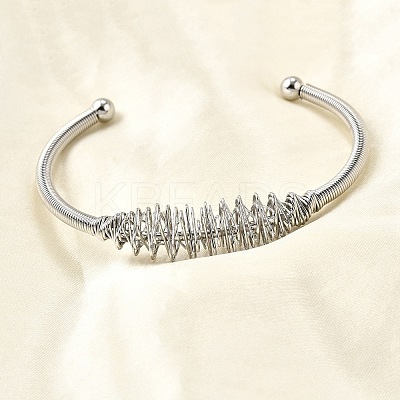 304 Stainless Steel Open Cuff Bangles BJEW-M113-03P-1