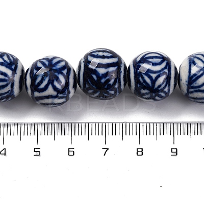 Handmade Blue and White Porcelain Beads Strands PORC-I027-04A-1