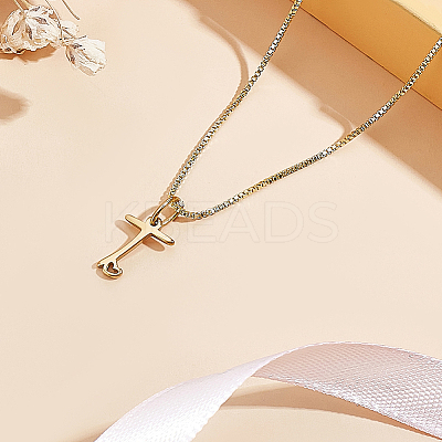 1pc Brass Chain & 304 Stainless Steel Letter Pendant Necklaces NJEW-LP0001-40T-G-1