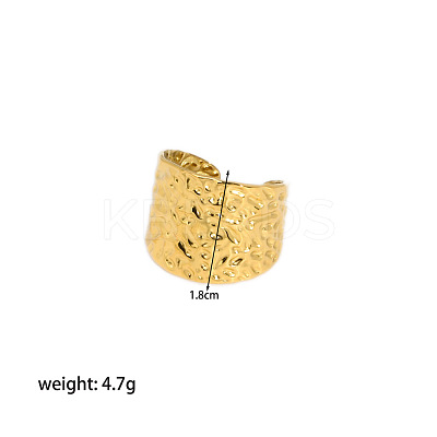 Adjustable 304 Stainless Steel Textured Wide Cuff Rings with Folded Wrinkles for Women GM6773-1