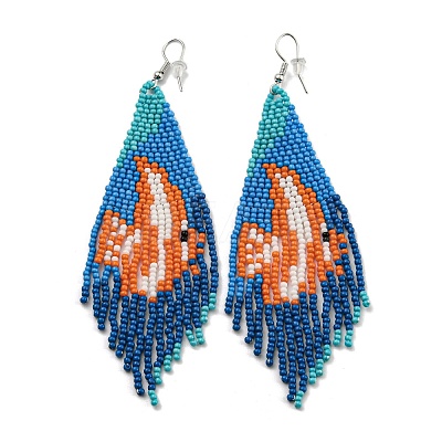 Boho Summper Beach Seed Bead Sea Animal Tassel Earrings LS-EJEW-Q380-02B-1