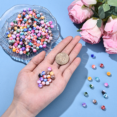 300Pcs Opaque Acrylic Beads SACR-YW0001-89A-1