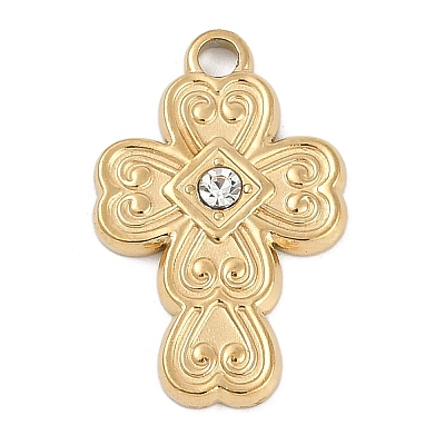 304 Stainless Steel Rhinestone Pendants STAS-I325-029G-1