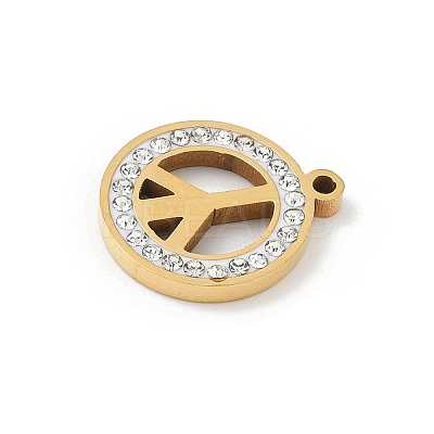 304 Stainless Steel Rhinestone Pendants LS-STAS-Q354-04G-1