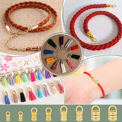 40Pcs 4 Styles Brass Cord Ends KK-BC0014-75-1