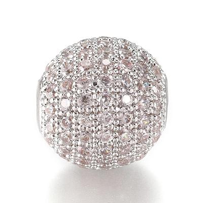 CZ Jewelry Brass Micro Pave Cubic Zirconia Round Beads ZIRC-M024-06P-1