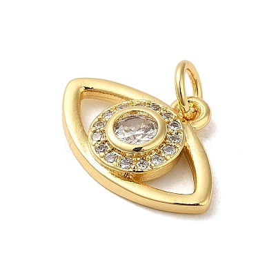 Rack Plating Brass Cubic Zirconia European Dangle Charms KK-K349-24G-1