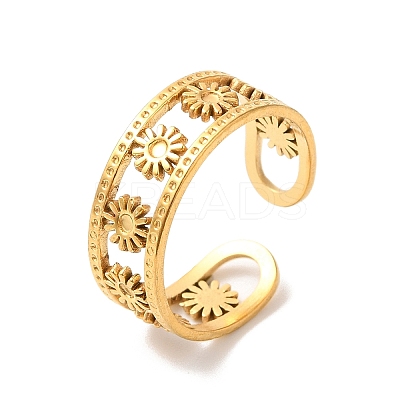 Ion Plating(IP) 304 Stainless Steel Flower Open Cuff Ring Finding STAS-K253-03G-1