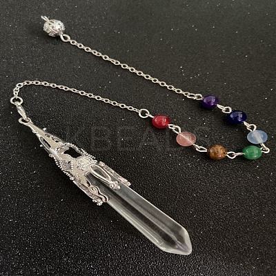 Synthetic Quartz Crystal & Mixed Gemstone Bullet Pointed Dowsing Pendulums CHAK-PW0001-051K-1-1