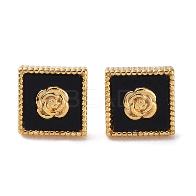 6 Pair 2 Color Square & Flower Acrylic Stud Earrings EJEW-A024-08-1