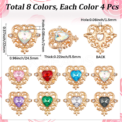 32Pcs 8 Colors Glass Pendants FIND-SC0015-34-1