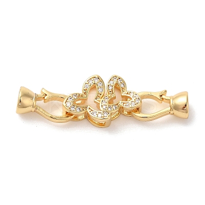 Flower Brass Micro Pave Clear Cubic Zirconia Fold Over Clasps KK-A227-28G-1