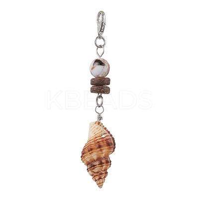 6Pcs Natural Freshwater Shell & Alloy Pendant Decorations HJEW-JM02735-1