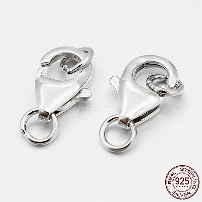 Anti-Tarnish Rhodium Plated 925 Sterling Silver Lobster Claw Clasps STER-O015-C-04-1