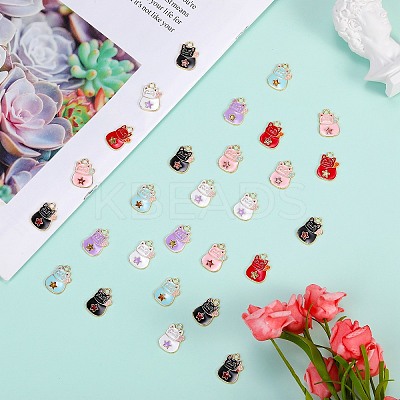 60Pcs 6 Colors Alloy Enamel Pendants ENAM-SZ0004-05-1