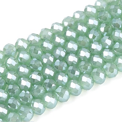 Electroplate Imitation Jade Glass Beads Strands EGLA-J025-F08-1