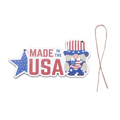 Independence Day Density Board Wooden Wall Ornament Doorplate Pendants HJEW-C004-10-1