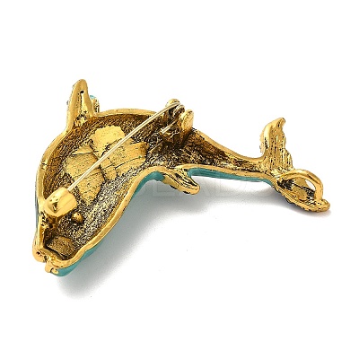 Whale Alloy Colorful Rhinestone Brooch JEWB-R025-06-1