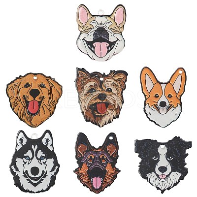 35Pcs 7 Styles Opaque Printed Acrylic Pendants OACR-CJ0002-64-1