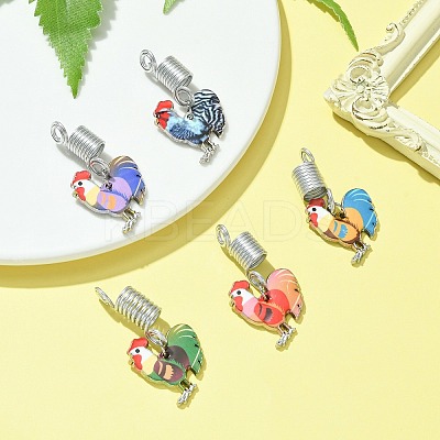 Alloy Enamel Rooster Braiding Hair Pendants Decoration Clips OHAR-JH00034-1
