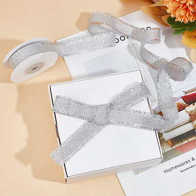 10 Yards Polyester Ribbons with Fringe Edge OCOR-WH0070-120A-1
