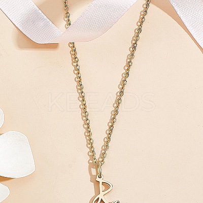 1pc 304 Stainless Steel Letter Pendant Necklaces NJEW-LP0001-39R-G-1