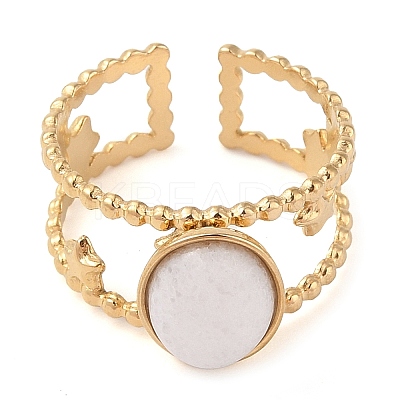 Oval Natural White Jade Finger Rings RJEW-Z057-11G-05-1