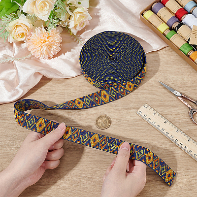 Rhombus Pattern Ethnic Style Polyester Ribbons OCOR-BC0009-21A-1