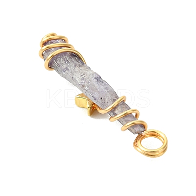 2Pcs Electroplated Natural Quartz Crystal Dyed Copper Wire Wrapped Pendants PALLOY-JF03164-01-1