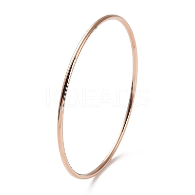 Ion Plating(IP) 304 Stainless Steel Simple Plain Bangle for Women BJEW-F461-01A-RG-1