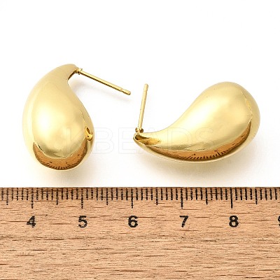 Rack Plating Brass Twist Teardrop Stud Earrings for Women EJEW-K247-02G-1