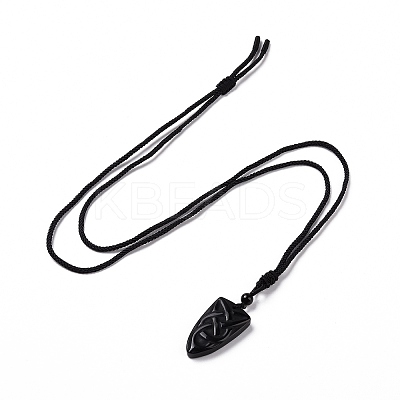 Natural Mixed Gemstone Sailor's Knot Pendant Necklace with Nylon Cord for Women NJEW-E091-02-1