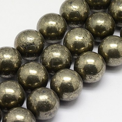 Natural Pyrite Beads Strands G-L031-18mm-01-1