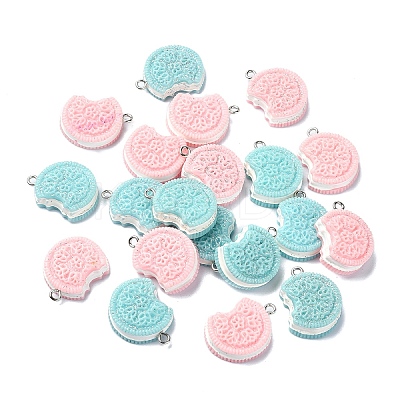 20Pcs 2 Colors Opaque Resin Glitter Imitation Food Pendants RESI-YW0001-63-1